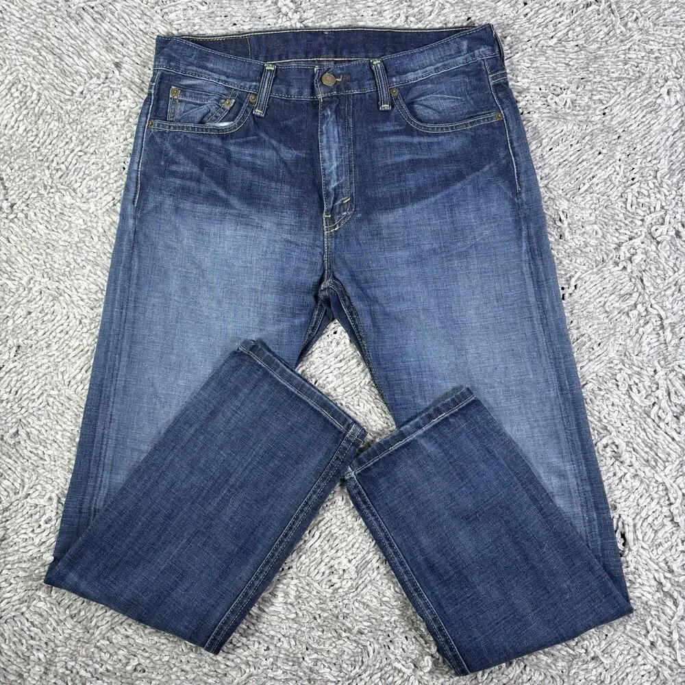 Levi's 513 Slim Straight Jeans Mens 32x30 Denim Workwear Business Leather Patch